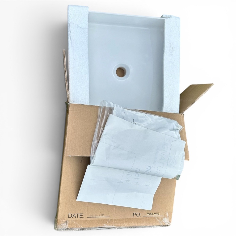 Signature Hardware Hibiscus White Square Fireclay Vessel Bathroom Sink NIB - Picture 2 of 8